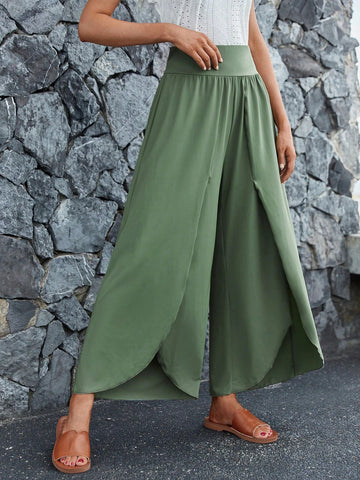 EMERY ROSE Tulip Hem Wide Leg Pants