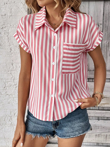 Striped Print Batwing Sleeve Shirt