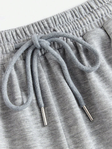 Letter Graphic Tube Top & Drawstring Waist Shorts