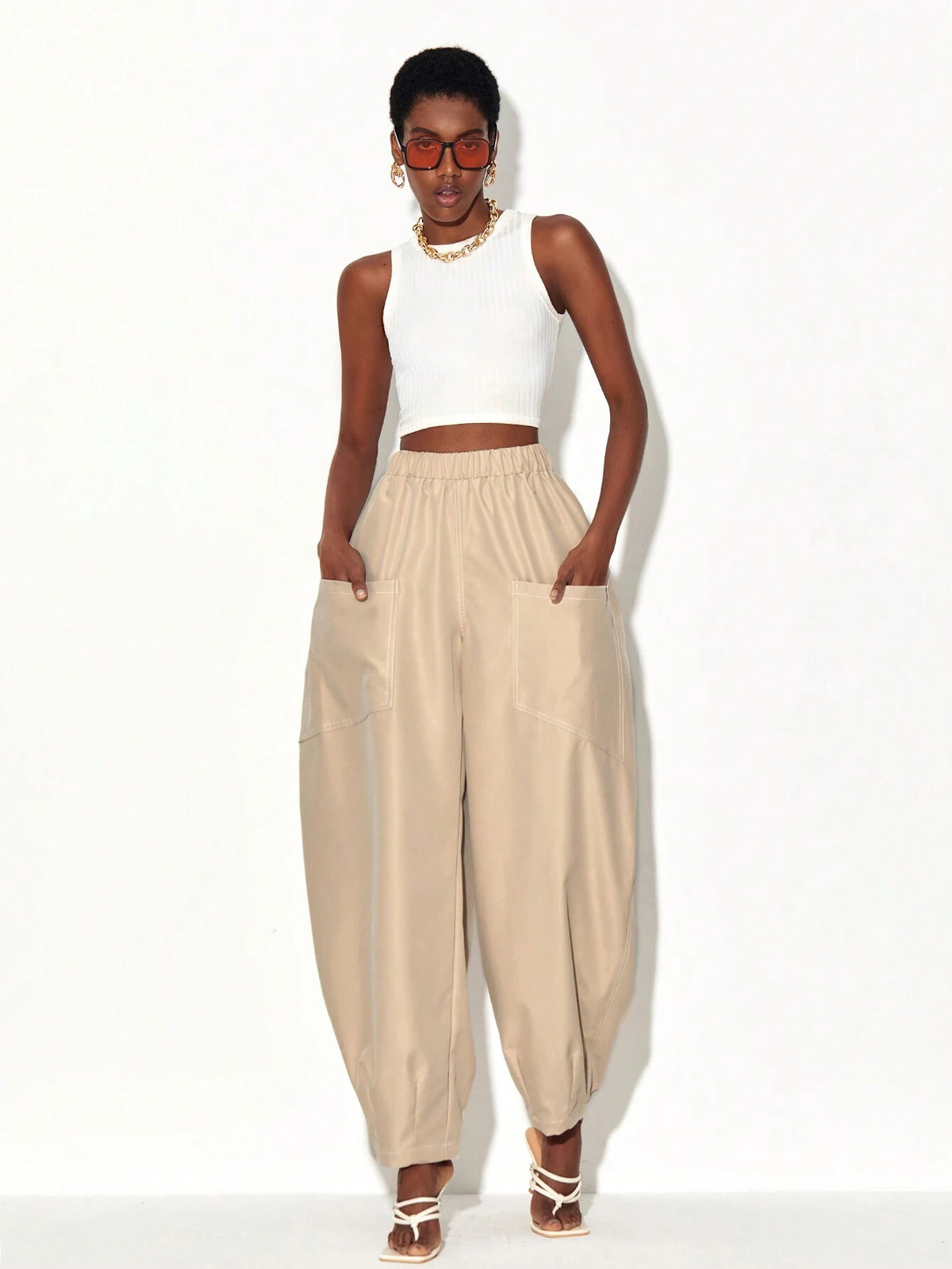 Dual Pocket Side Drop Crotch Pants