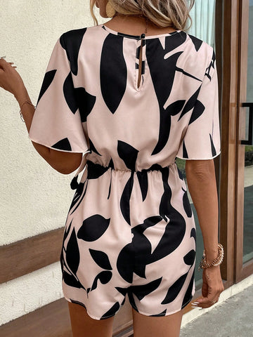 EMERY ROSE Plants Print Knot Side Wrap Romper