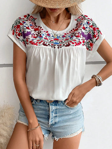 Ruched Batwing Sleeve Blouse