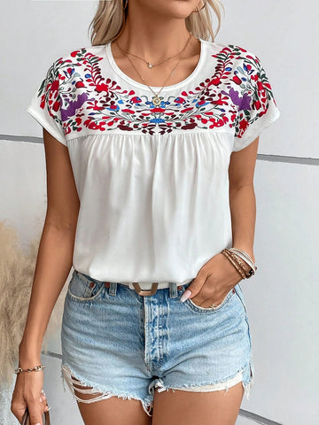 Ruched Batwing Sleeve Blouse