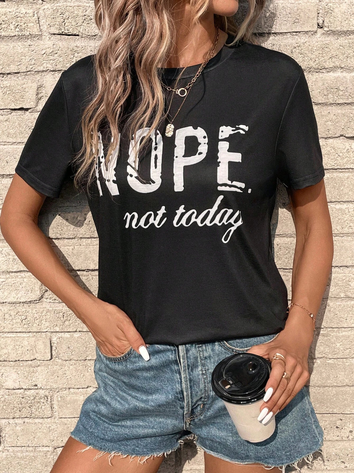 EMERY ROSE Slogan Graphic Tee
