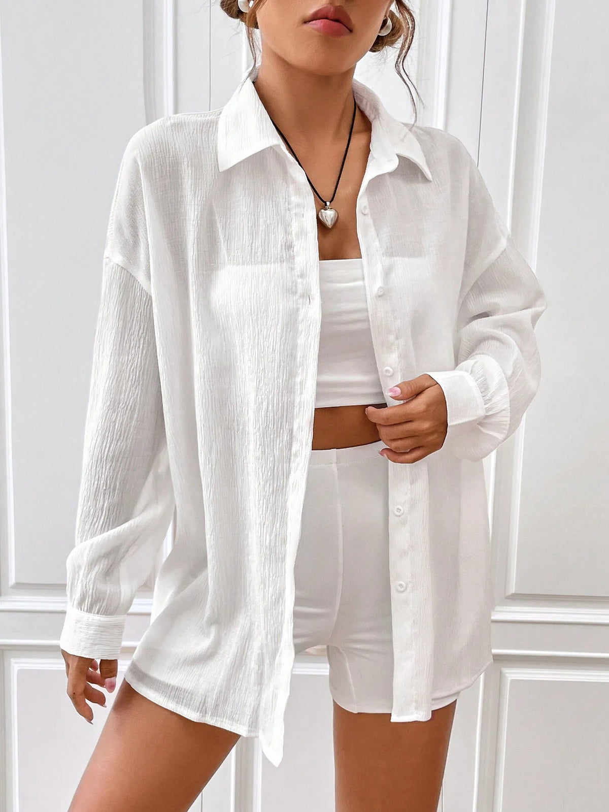 Solid Drop Shoulder Shirt