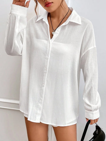 Solid Drop Shoulder Shirt
