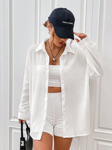 Solid Drop Shoulder Shirt