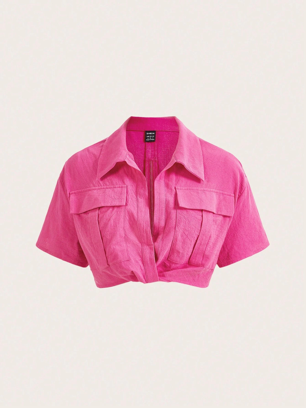 Flap Pocket Drop Shoulder Crop Shirt