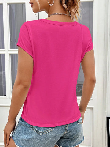 Solid Notched Neck Tee