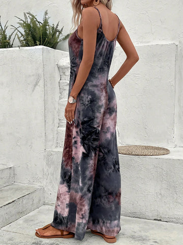 EMERY ROSE Tie Dye Wide Leg Cami Jumpsuit