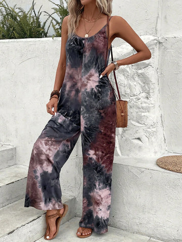 EMERY ROSE Tie Dye Wide Leg Cami Jumpsuit