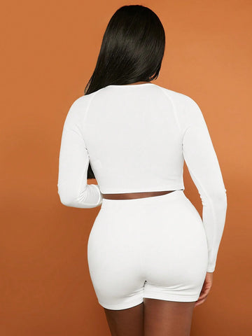 Cut Out Crop Tee & Biker Shorts