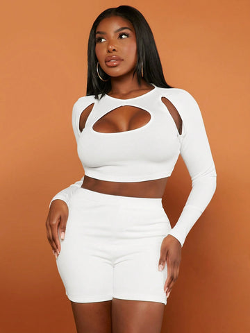 Cut Out Crop Tee & Biker Shorts