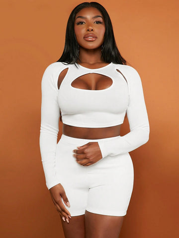 Cut Out Crop Tee & Biker Shorts