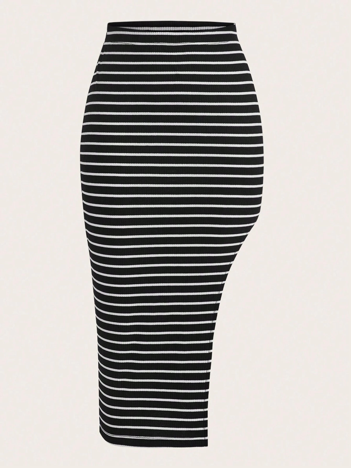 EZwear Striped Print Split Thigh Skirt
