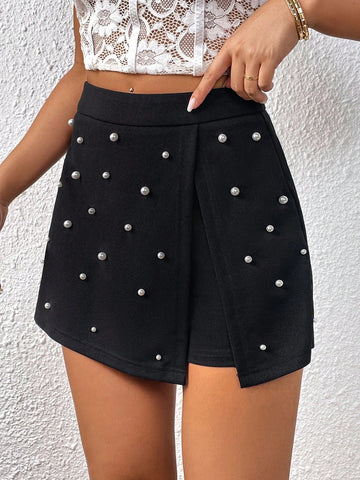 Unity Pearls Beaded Split Hem Skort