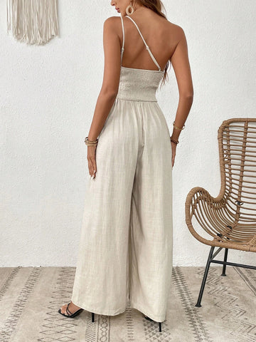 One Shoulder Wide Leg Jumpsuit