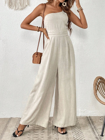 One Shoulder Wide Leg Jumpsuit