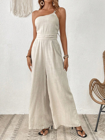 One Shoulder Wide Leg Jumpsuit