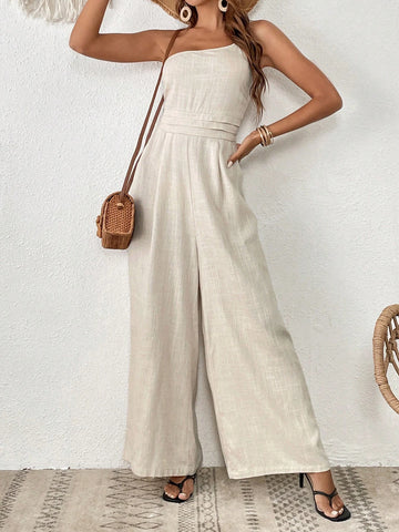 One Shoulder Wide Leg Jumpsuit