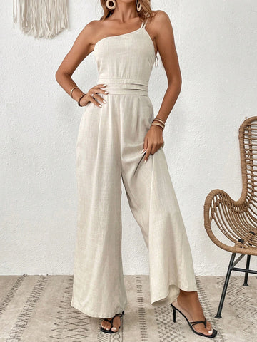 One Shoulder Wide Leg Jumpsuit