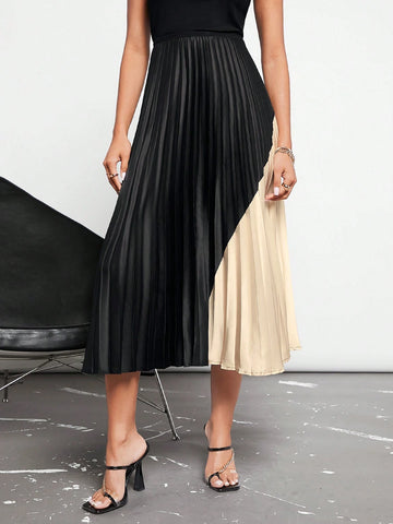 BIZwear Two Tone Pleated Skirt