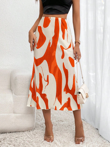 Unity Graphic Print High Waist Mermaid Hem Skirt