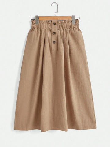 EMERY ROSE Paperbag Waist Hidden Pocket Button Detail Skirt