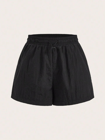 EZwear Drawstring Waist Solid Shorts