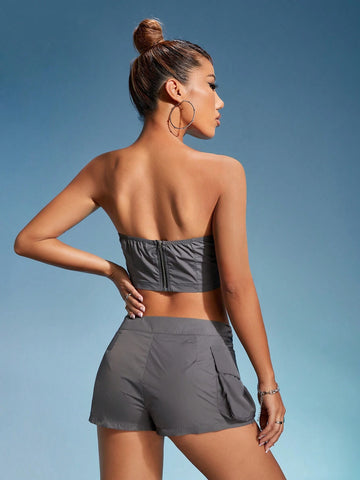 Flap Pocket Tube Top & Shorts
