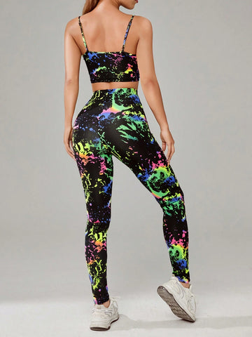 Splash Ink Print Cami Top & Leggings