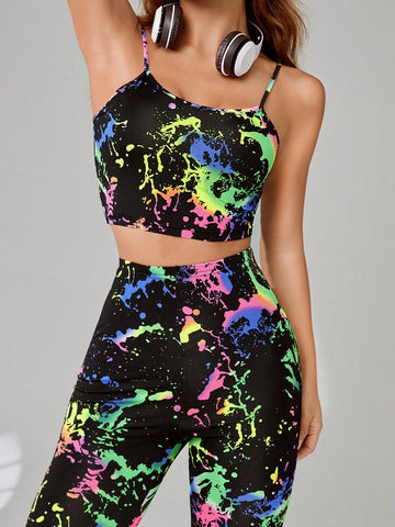 Splash Ink Print Cami Top & Leggings