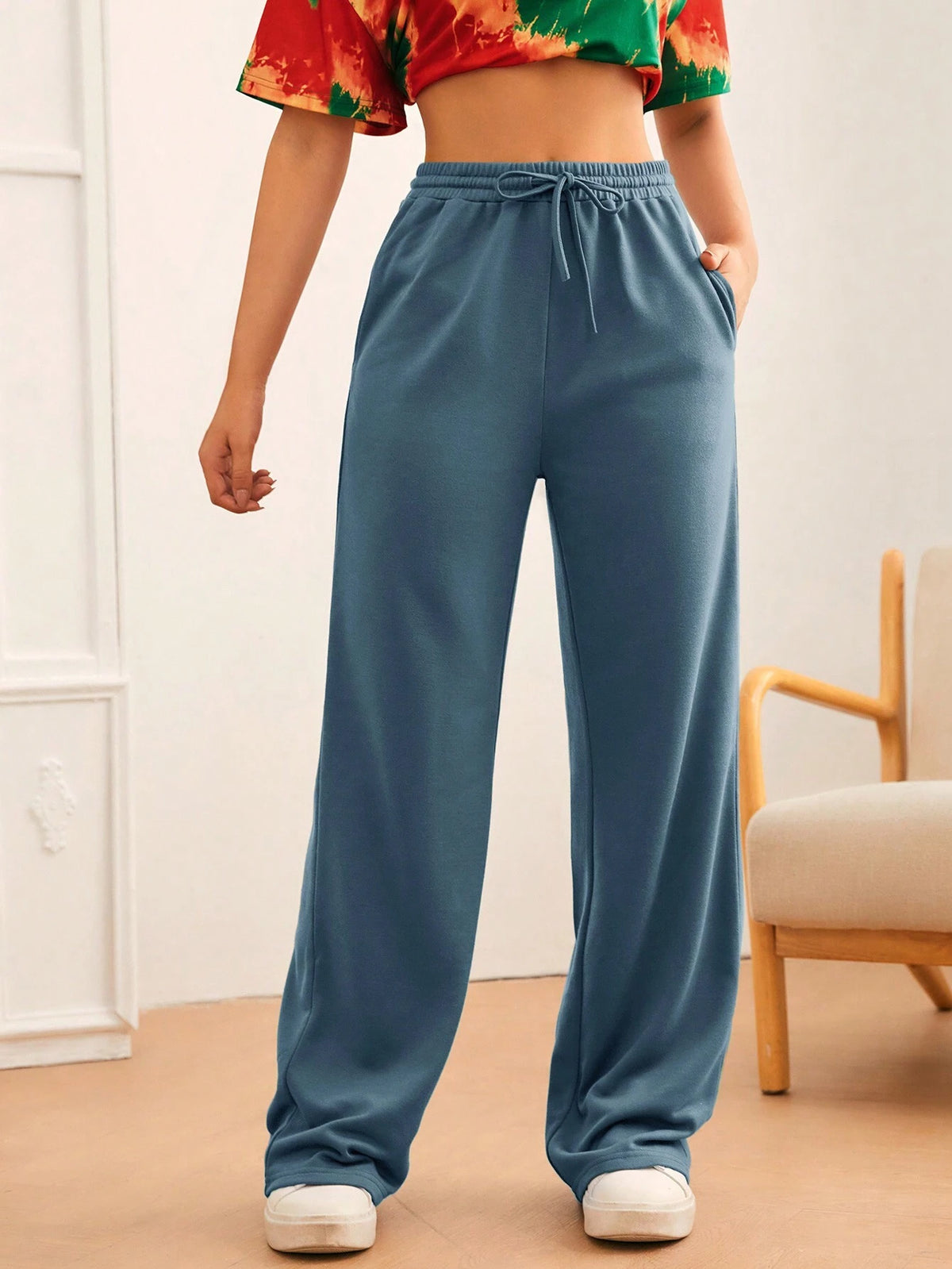 Tall Drawstring Waist Slant Pocket Sweatpants