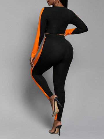 Two Tone Crop Tee & Leggings