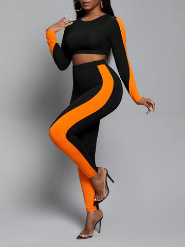 Two Tone Crop Tee & Leggings