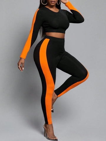 Two Tone Crop Tee & Leggings