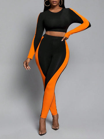 Two Tone Crop Tee & Leggings