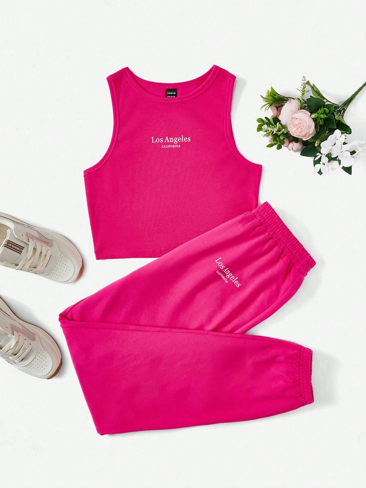 Letter Graphic Tank Top & Sweatpants