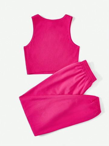 Letter Graphic Tank Top & Sweatpants