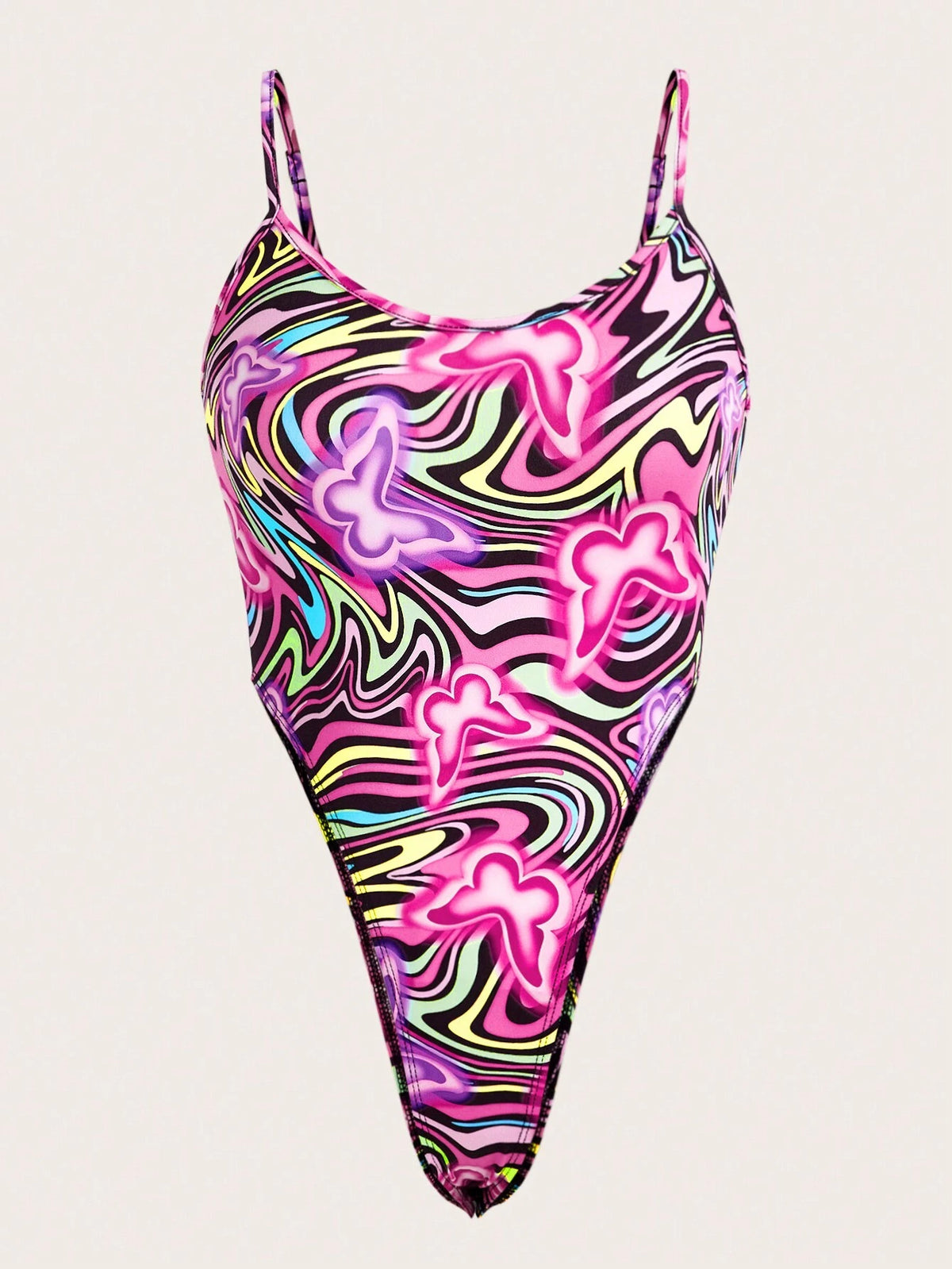 Marble & Butterfly Print Cami Bodysuit