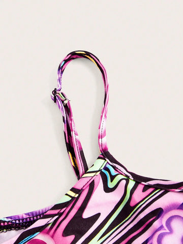 Marble & Butterfly Print Cami Bodysuit