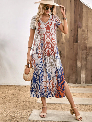 EMERY ROSE Allover Print Tee Dress