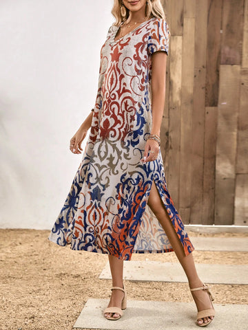 EMERY ROSE Allover Print Tee Dress