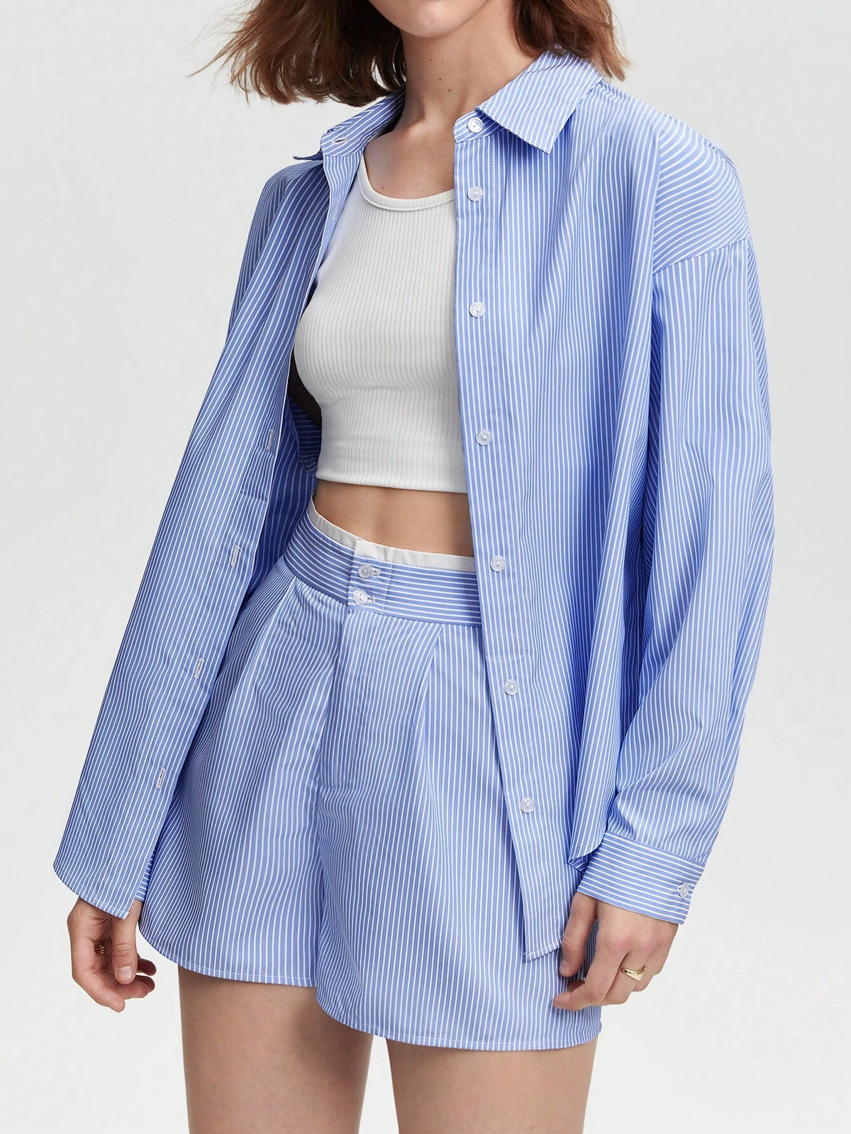 Drop Shoulder Shirt & Shorts Without Tank Top