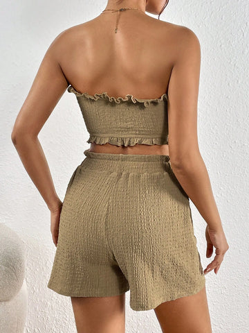 Frill Trim Tube Top & Shorts