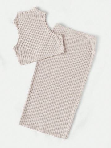 Mock Neck Crop Tank Top & Pencil Skirt