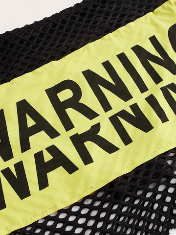 Letter Graphic Fishnet Insert Crop Tank Top & Bodycon Skirt