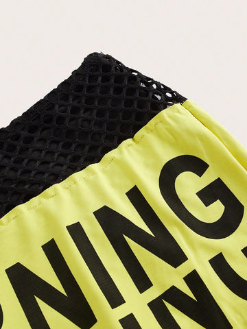 Letter Graphic Fishnet Insert Crop Tank Top & Bodycon Skirt