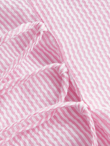 Striped Puff Sleeve Button Front Blouse