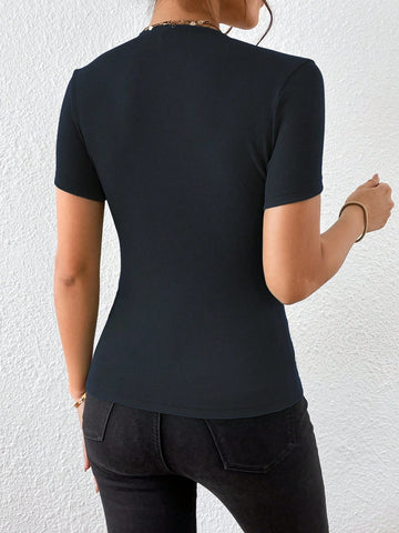 Unity Square Neck Button Detail Tee